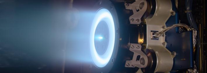 In this image, PPE engineers successfully tested the integration of Aerojet Rocketdyne’s thruster with Maxar’s power procession unit and Xenon Flow Controller.