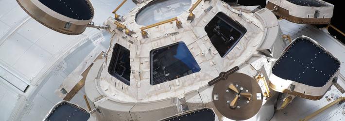 The International Space Station's "window to the world" is pictured from the Nauka Multipurpose Laboratory Module.